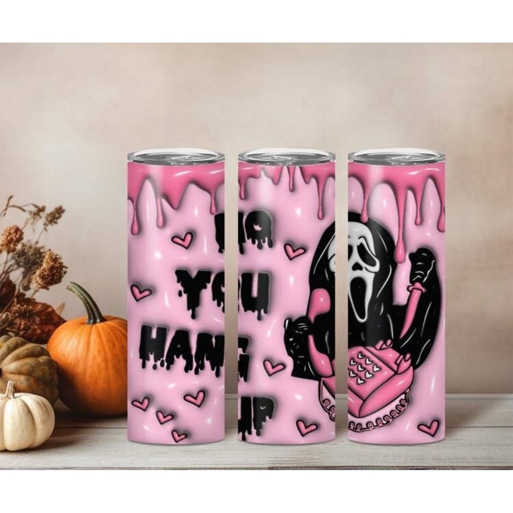 Ghostface No You Hang Up 20 oz Tumbler Pink Drip Horror Movie Cup New